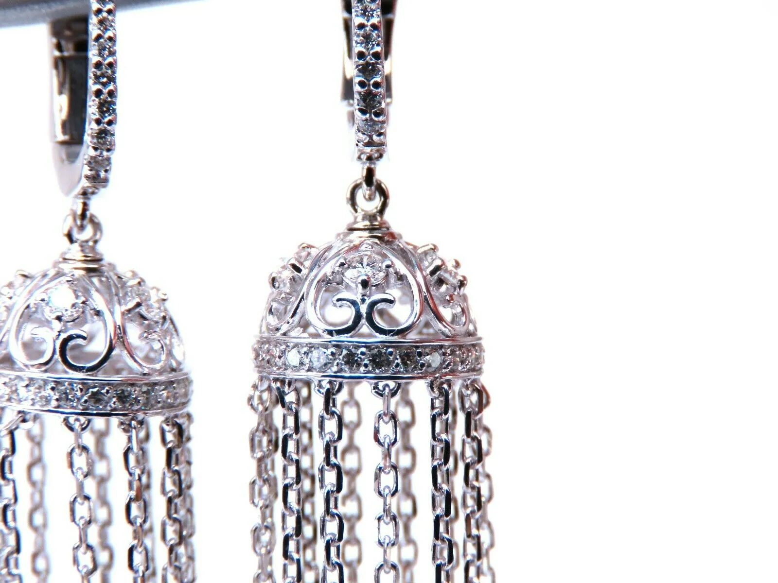 1.50ct natural diamonds umbrella cascading drop dangle earrings 14kt