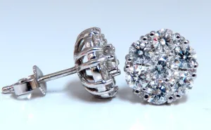 1.50ct. natural round diamond cluster earrings 14 karat