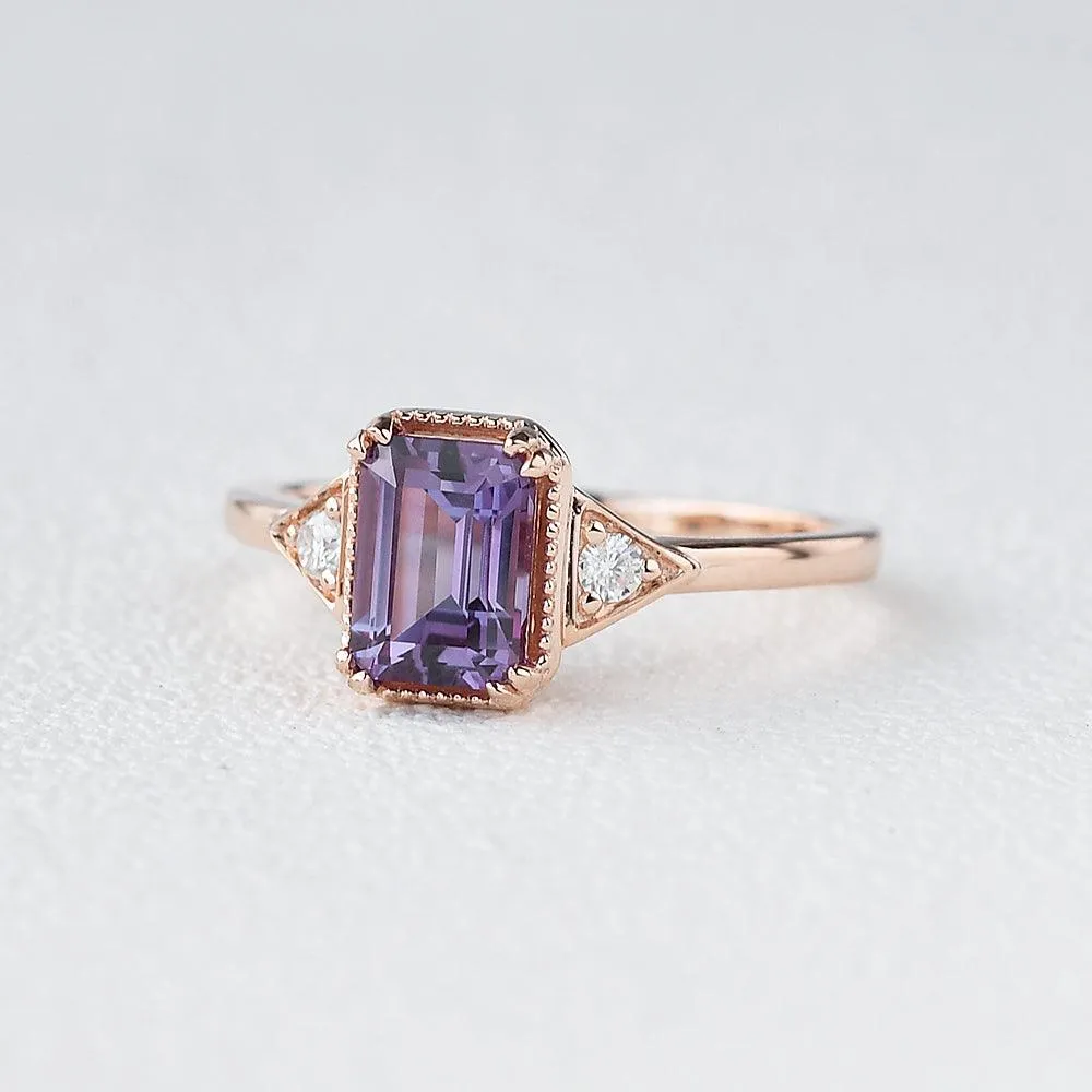 1.5ct Emerald Cut Amethyst Geometric Ring