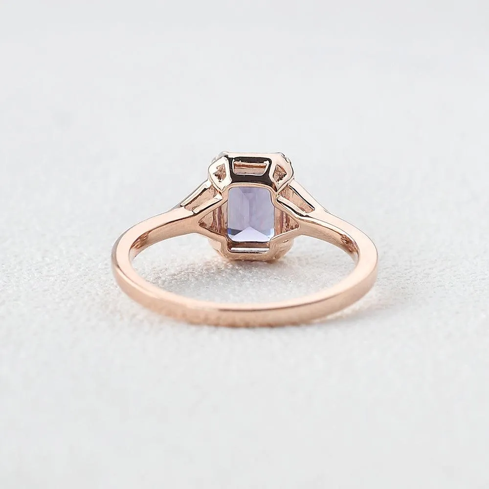 1.5ct Emerald Cut Amethyst Geometric Ring