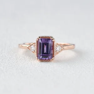 1.5ct Emerald Cut Amethyst Geometric Ring