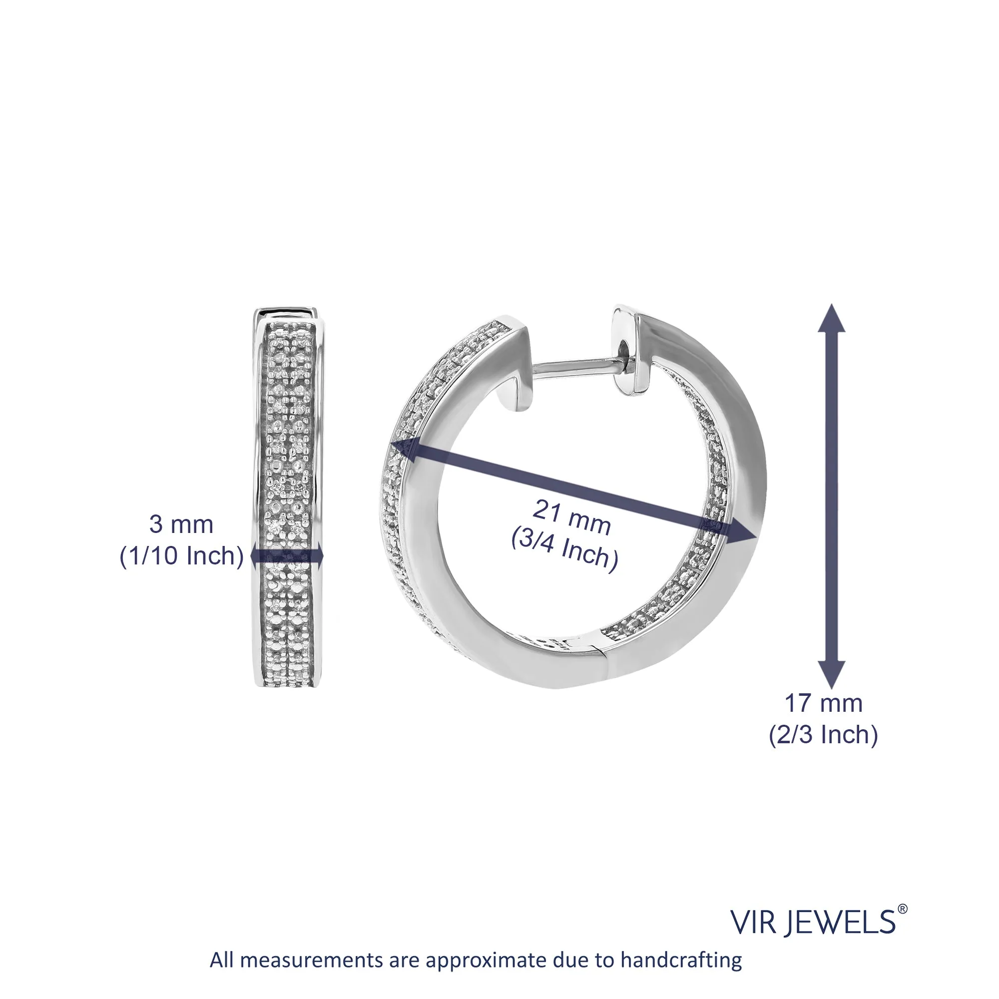 1/6 cttw Lab Grown Diamond Two Row Hoop Earrings in Sterling Silver