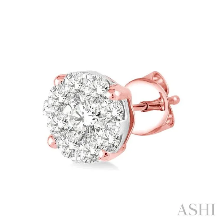1/6 ctw Lovebright Round Cut Diamond Stud Earrings in 14K Rose Gold