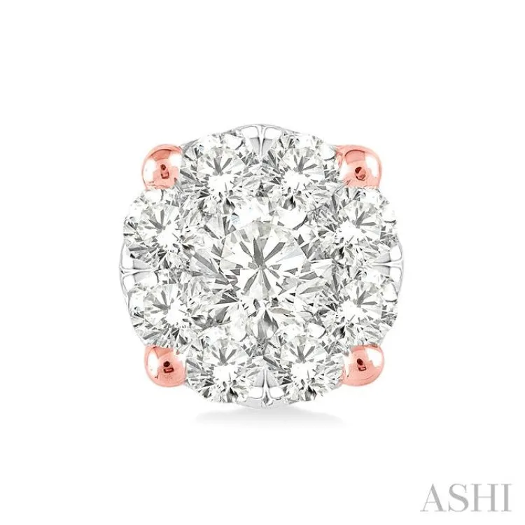 1/6 ctw Lovebright Round Cut Diamond Stud Earrings in 14K Rose Gold