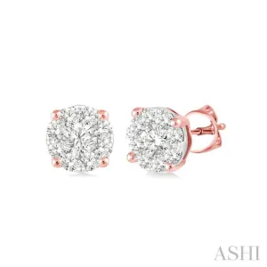 1/6 ctw Lovebright Round Cut Diamond Stud Earrings in 14K Rose Gold