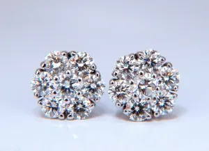 1.70ct. natural round diamond cluster earrings 14 karat floreta