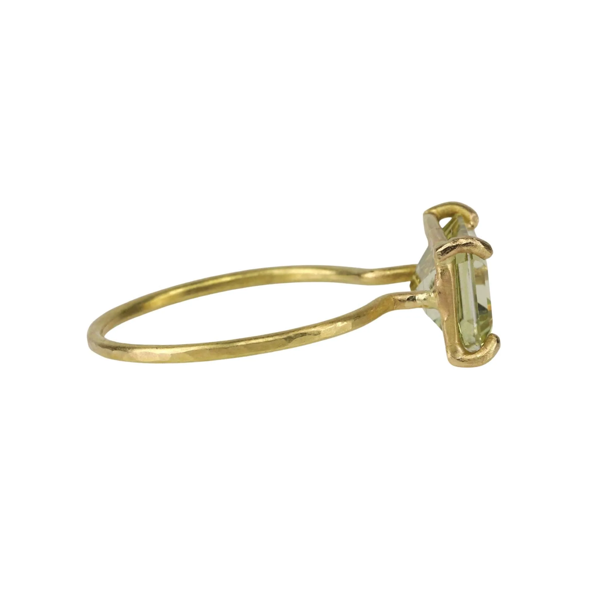 18 Karat Yellow Gold Prong-Set Emerald Cut Citrine "Mini Gem" Ring
