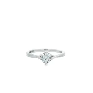 18ct White Gold 0.53ct Round Lab Grown Diamond Solitaire Ring with Minimalistic Twisted Shoulders