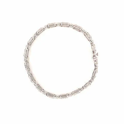 18K Diamond Cluster Tennis Bracelet White Gold