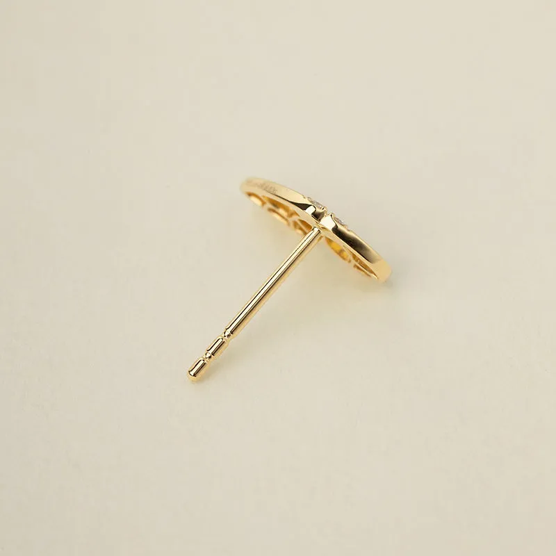 18K Gold Diamond Butterfly Hollow Ear Studs Earrings
