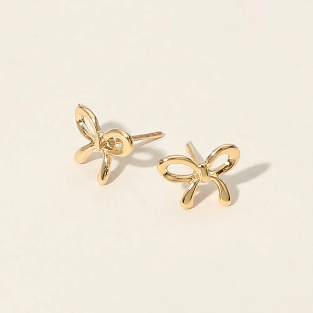 18K GOLD FILLED HYPOALLERGENIC BOW STUD EARRINGS