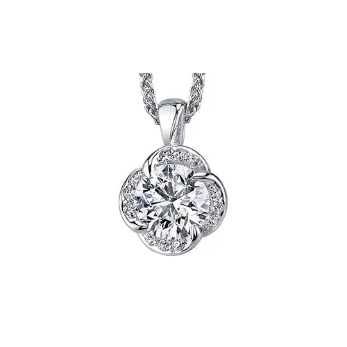 18K Palladium White Gold Maple Leaf (0.33ct) Canadian Diamond Winds Embrace Pendant