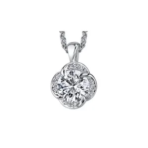 18K Palladium White Gold Maple Leaf (0.33ct) Canadian Diamond Winds Embrace Pendant