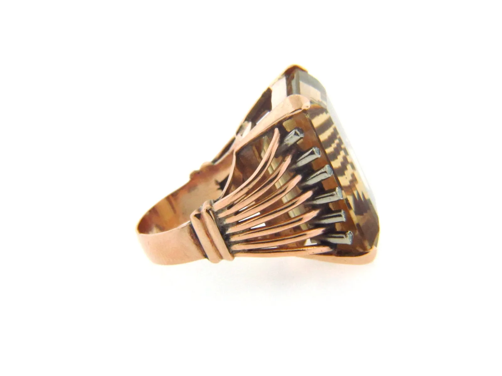 18K Rose Gold Citrine and Diamond Ring