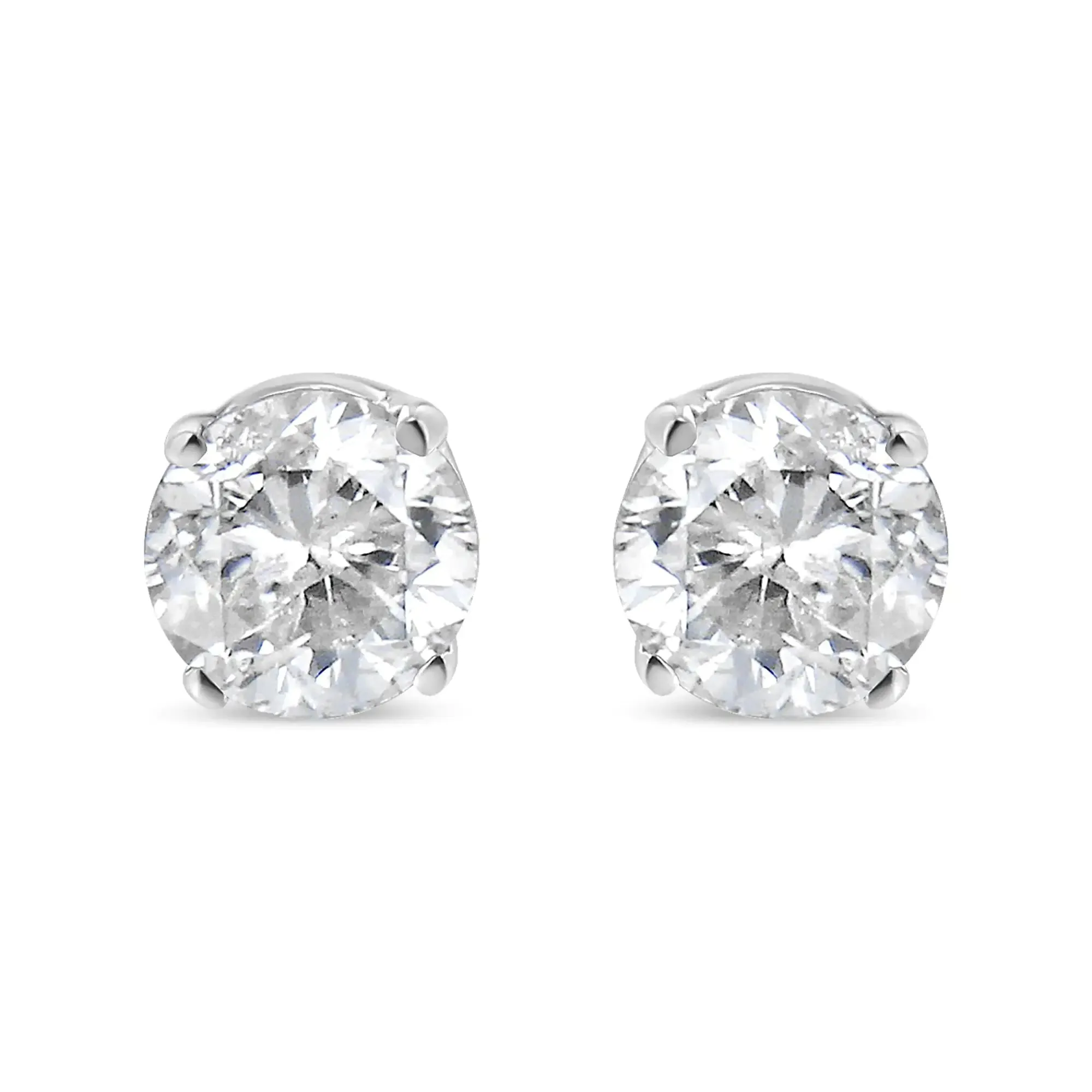 18K White Gold 1/5 Cttw Round Brilliant-Cut Near Colorless Diamond Classic 4-Prong Stud Earrings (G-H Color, VS1-VS2 Clarity)
