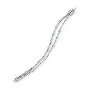 18K White Gold 2 Row Diamond Tennis Bracelet