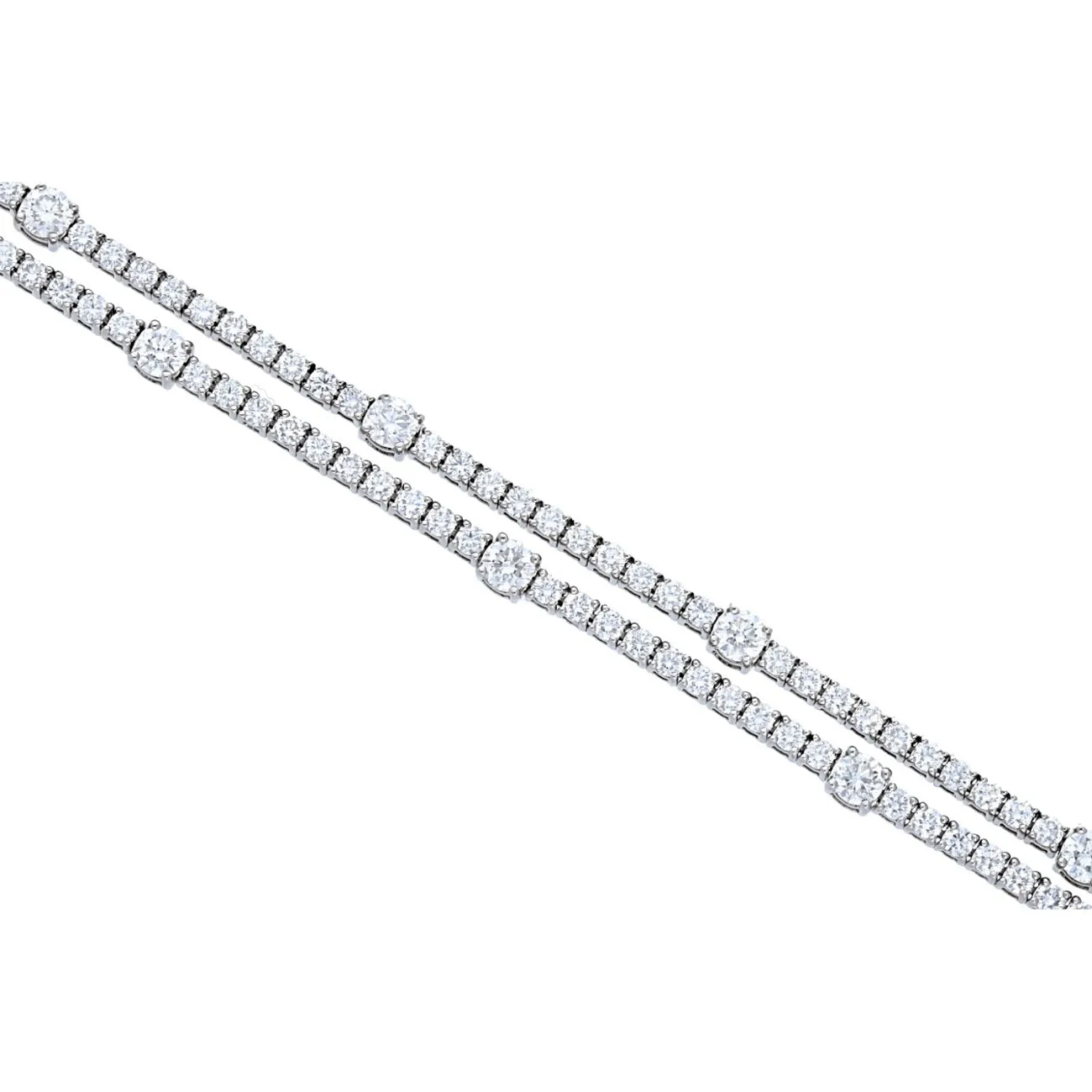 18K White Gold 2 Row Diamond Tennis Bracelet