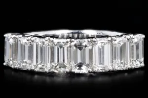 18K White Gold 2.02 Carat Total Weight Emerald Cut Diamond Half Eternity Wedding Band