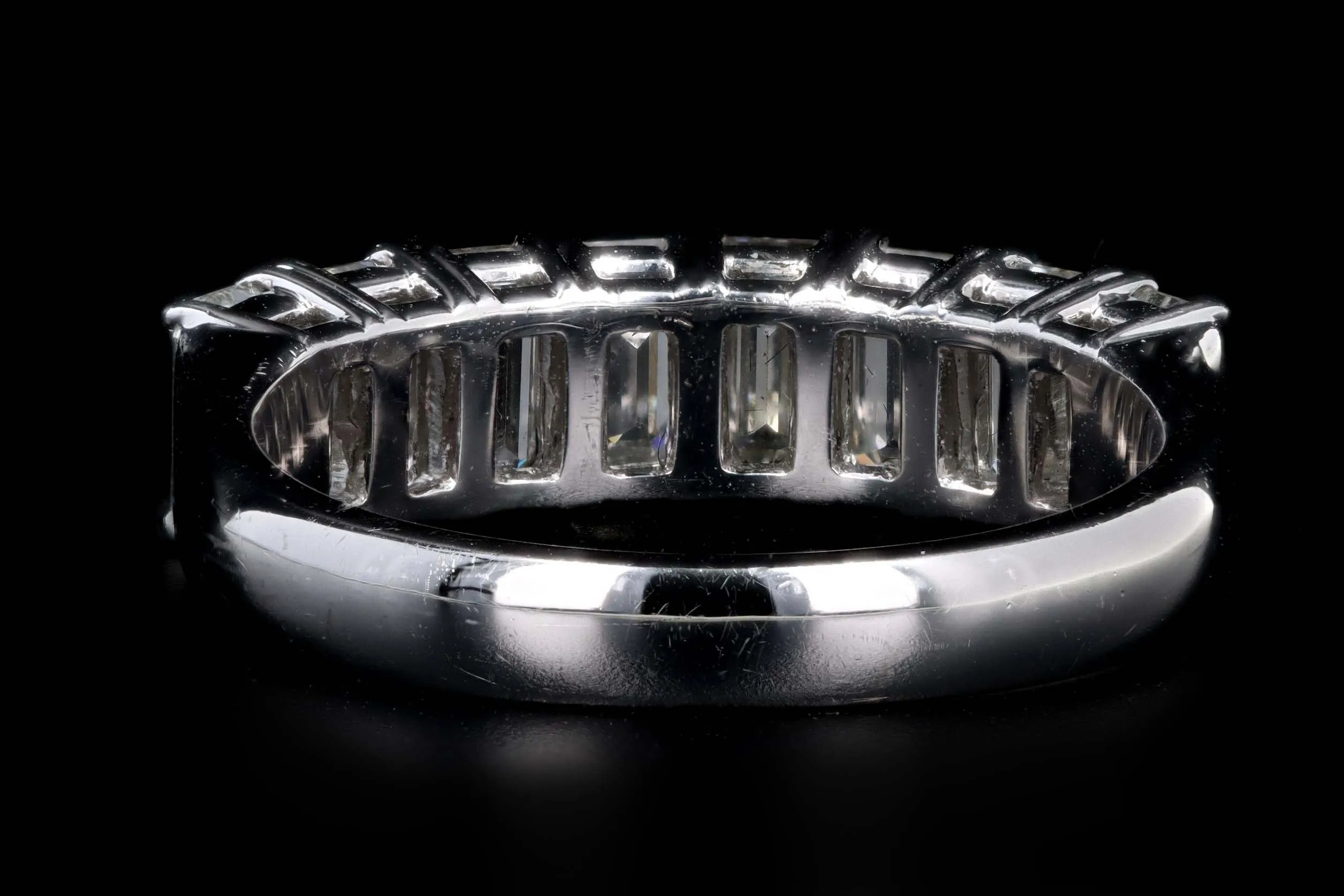 18K White Gold 2.02 Carat Total Weight Emerald Cut Diamond Half Eternity Wedding Band