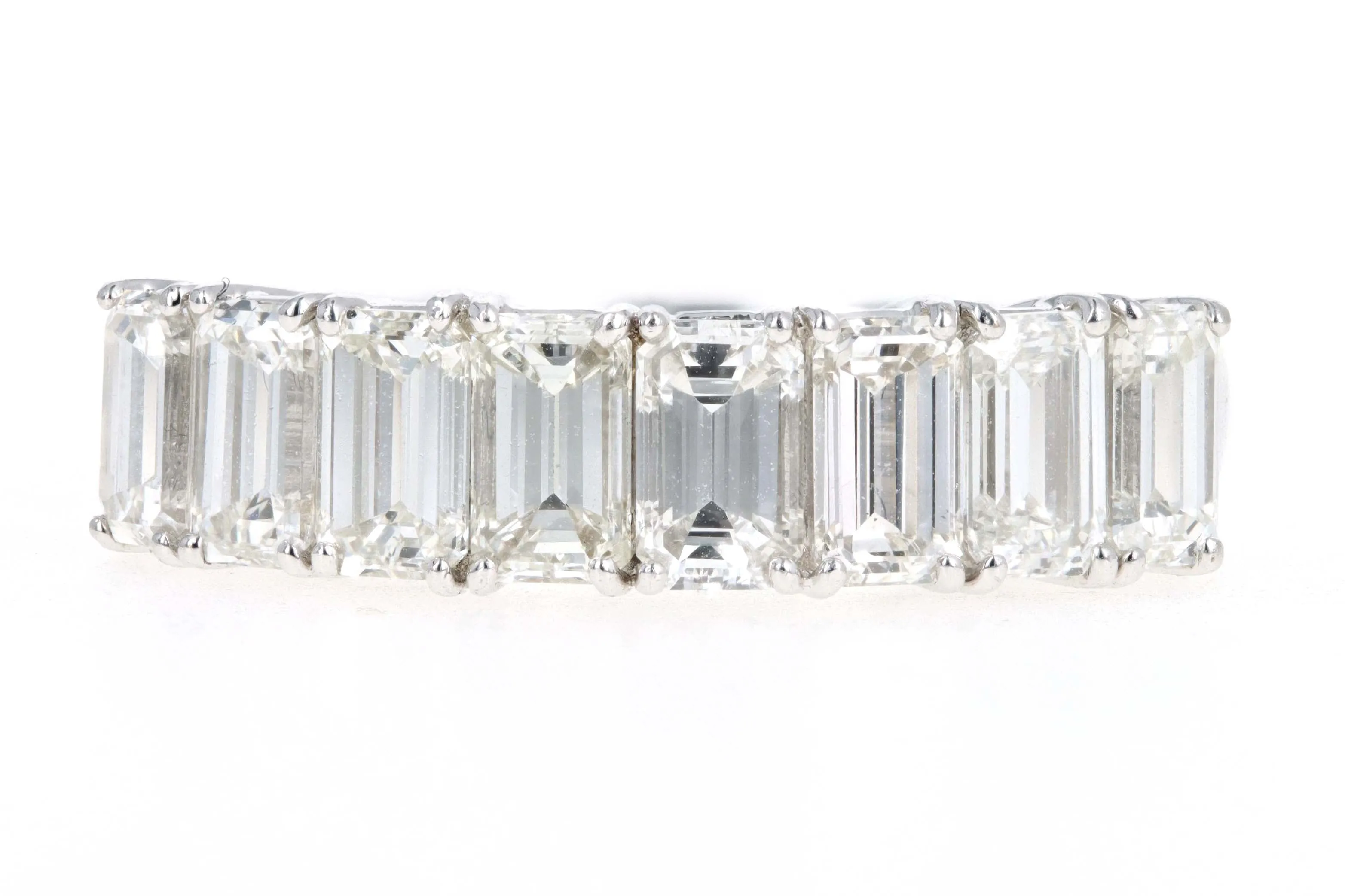 18K White Gold 2.02 Carat Total Weight Emerald Cut Diamond Half Eternity Wedding Band