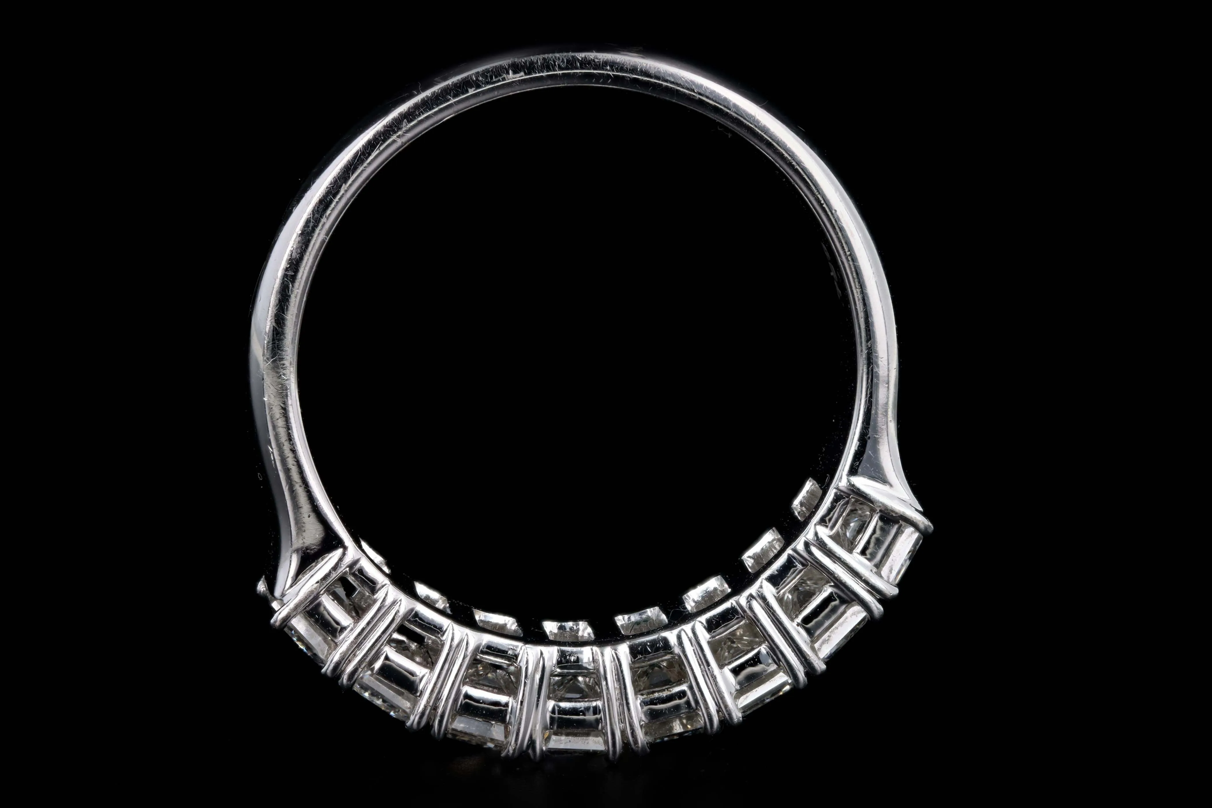 18K White Gold 2.02 Carat Total Weight Emerald Cut Diamond Half Eternity Wedding Band