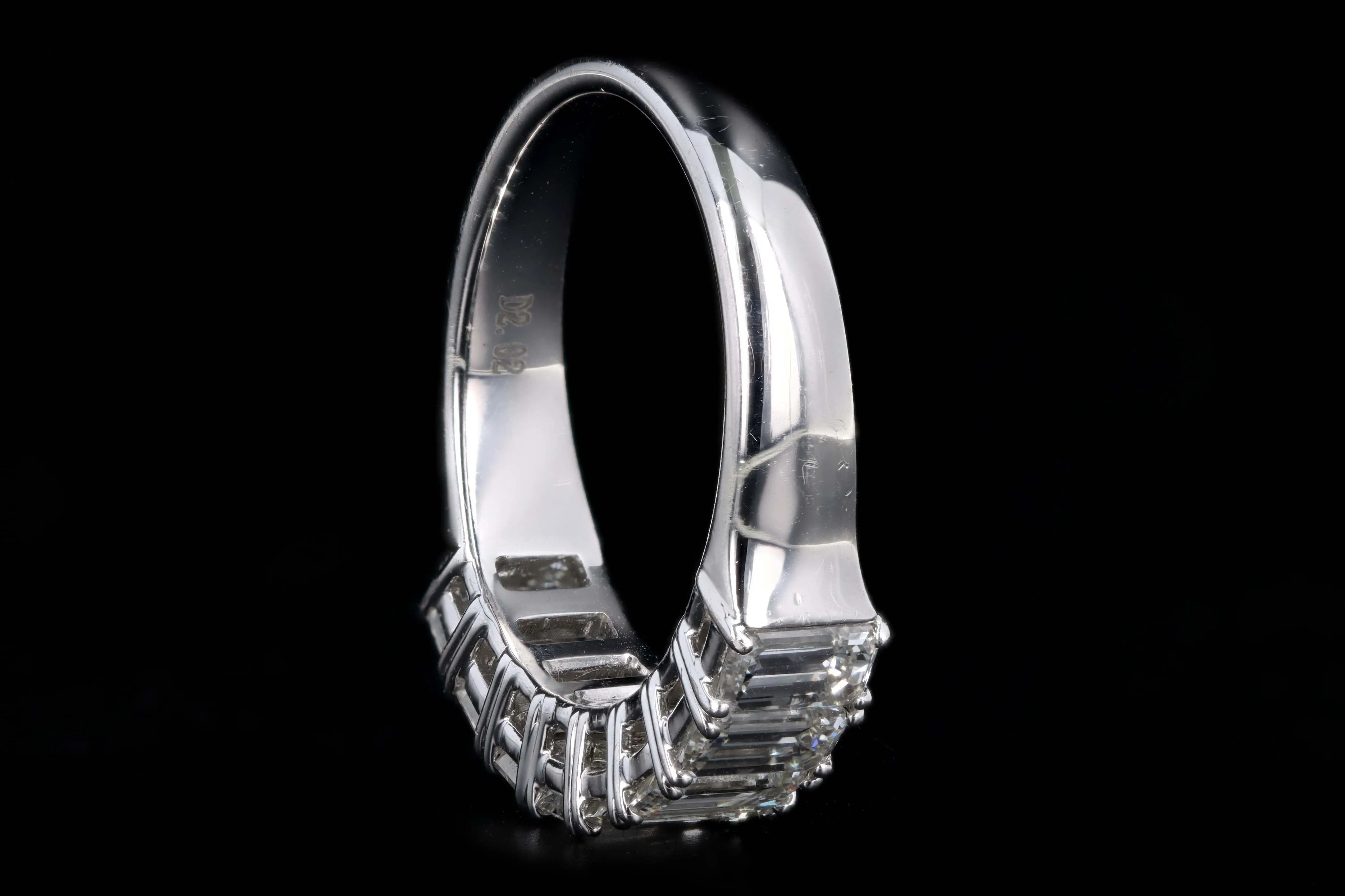 18K White Gold 2.02 Carat Total Weight Emerald Cut Diamond Half Eternity Wedding Band