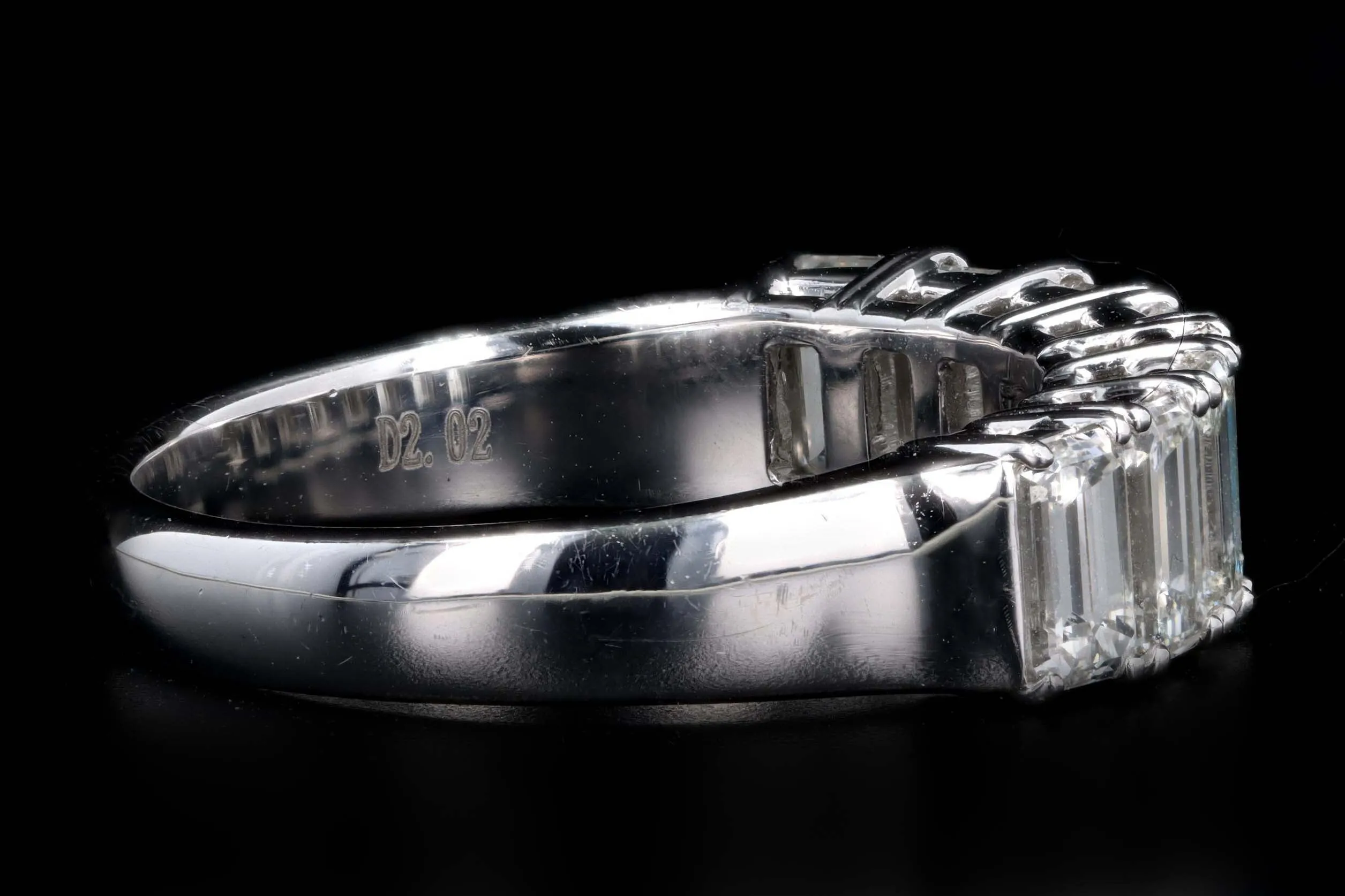 18K White Gold 2.02 Carat Total Weight Emerald Cut Diamond Half Eternity Wedding Band