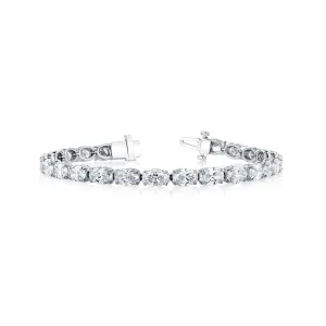 18K White Gold 7" East West Oval-Cut Diamond Tennis Bracelet, 7.4ct G-H, SI1-SI2