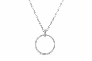 18K White Gold Diamond Circle Necklace