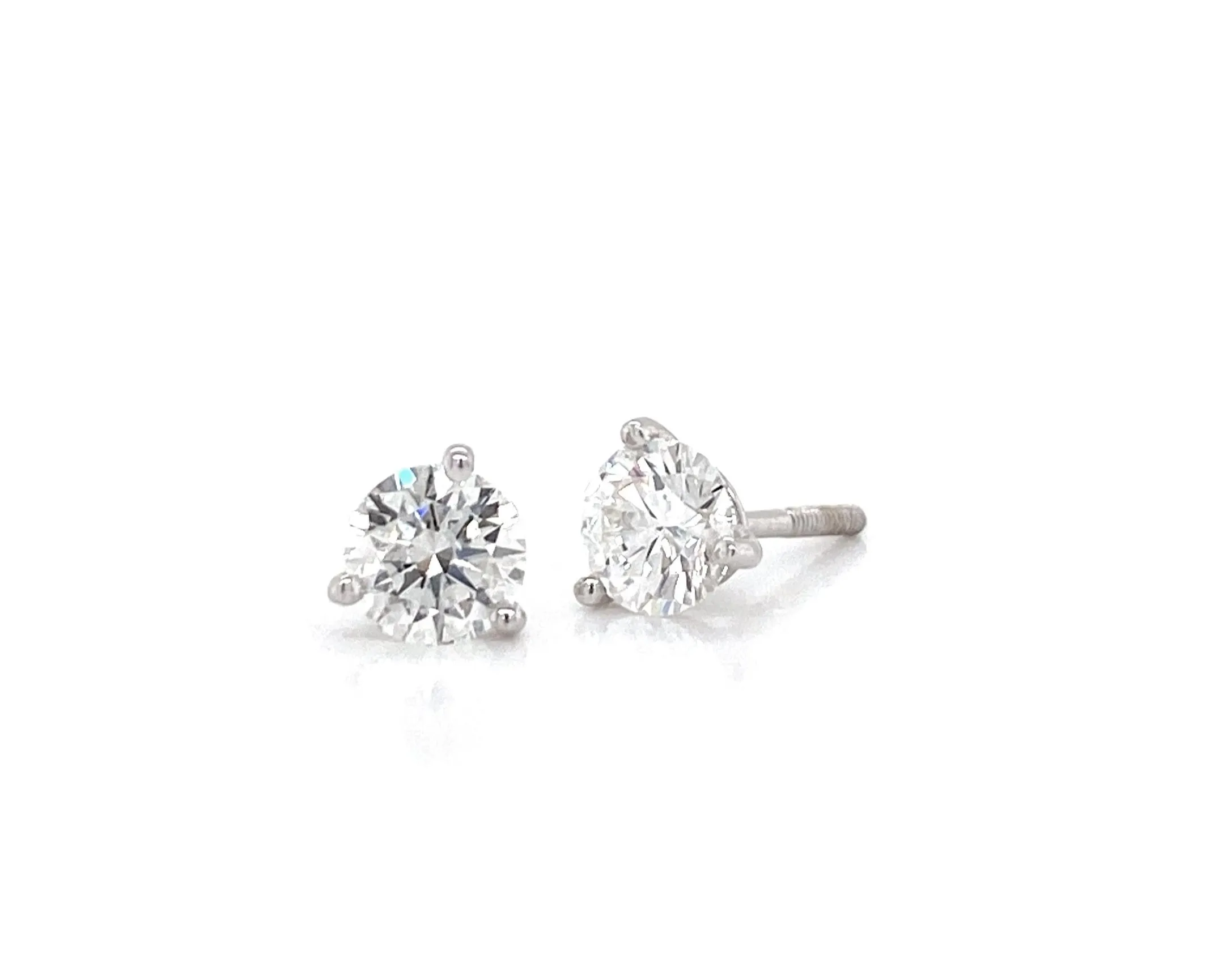 18K White Gold Diamond Solitaire Stud Earrings