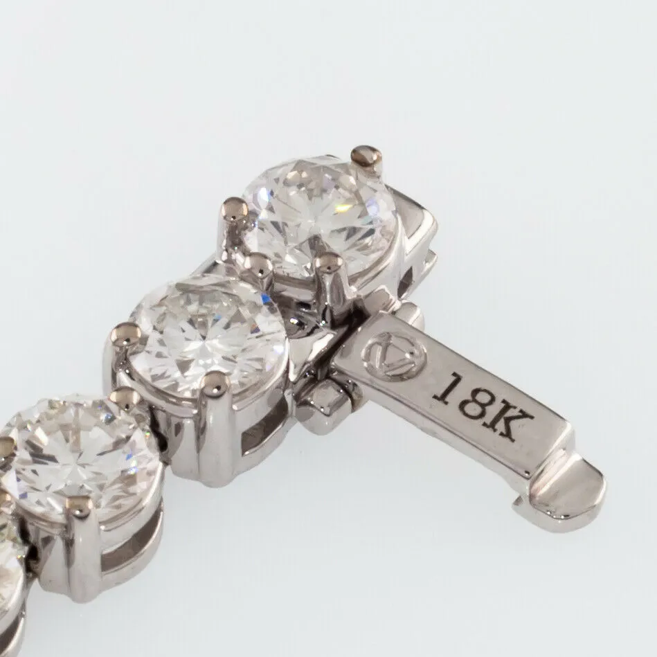 18k White Gold Round Diamond Tennis Bracelet TDW = 14.51 ct 6.75"