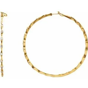 18K Yellow 1 1/5 CTW Diamond Inside-Outside 50.5 mm Hoop Earrings