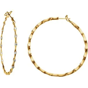 18K Yellow 1/2 CTW Diamond Inside-Outside 31 mm Hoop Earrings
