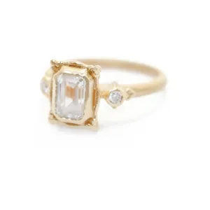 18K Yellow Gold Picture Frame Engagement Ring