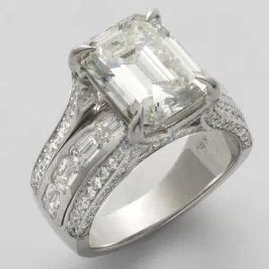 18KW 6.70CTW ROUND & EMERALD CUT DIAMOND BRIDAL