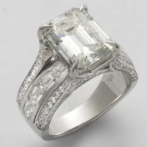 18KW 6.70CTW ROUND & EMERALD CUT DIAMOND BRIDAL