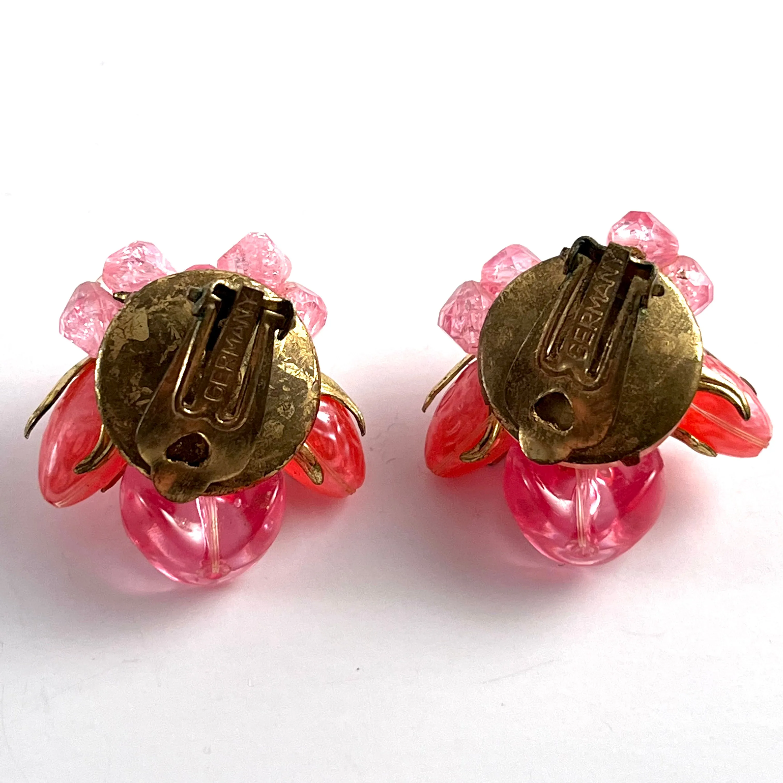 1960s German Pink Bead Earrings