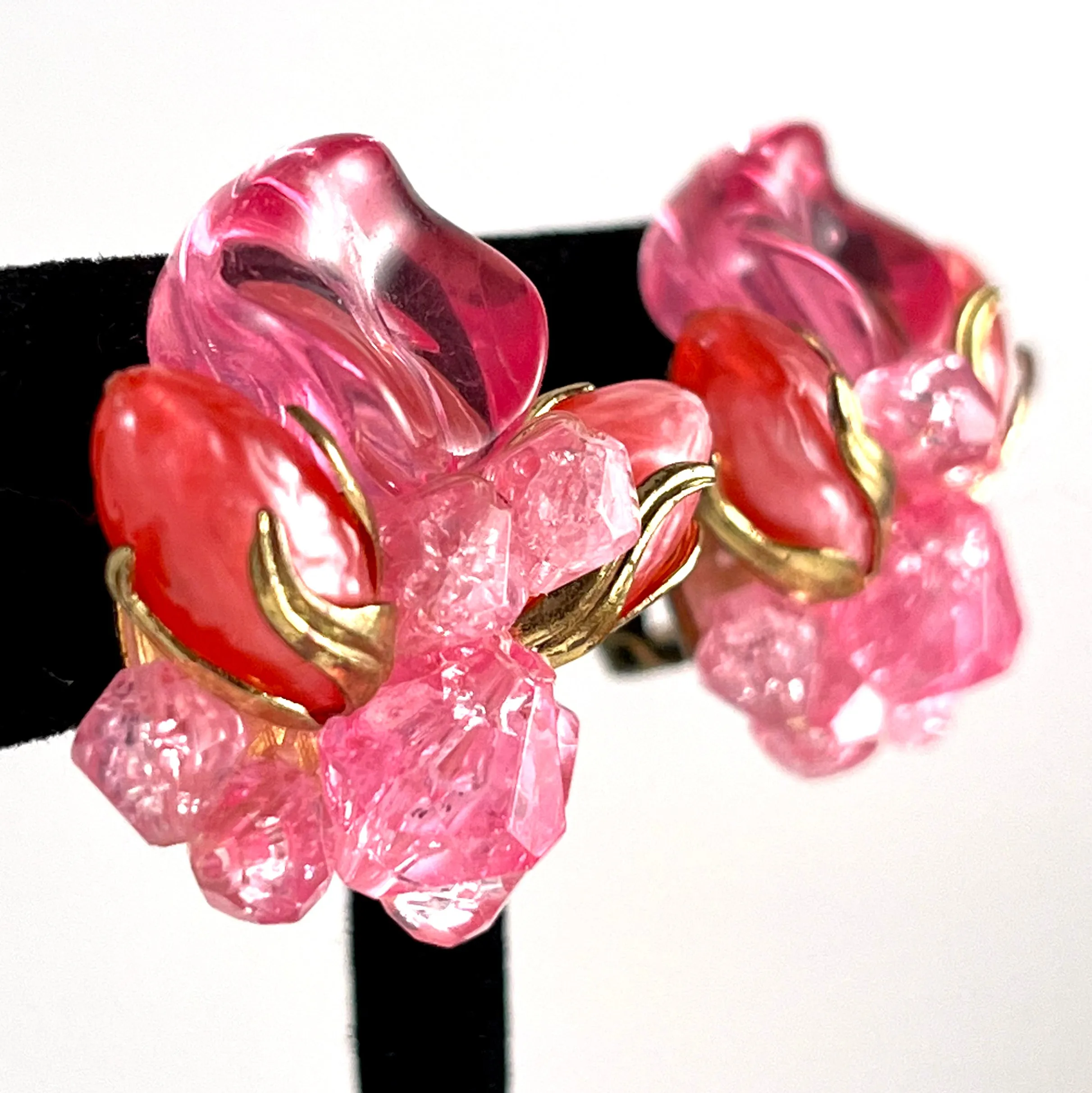 1960s German Pink Bead Earrings
