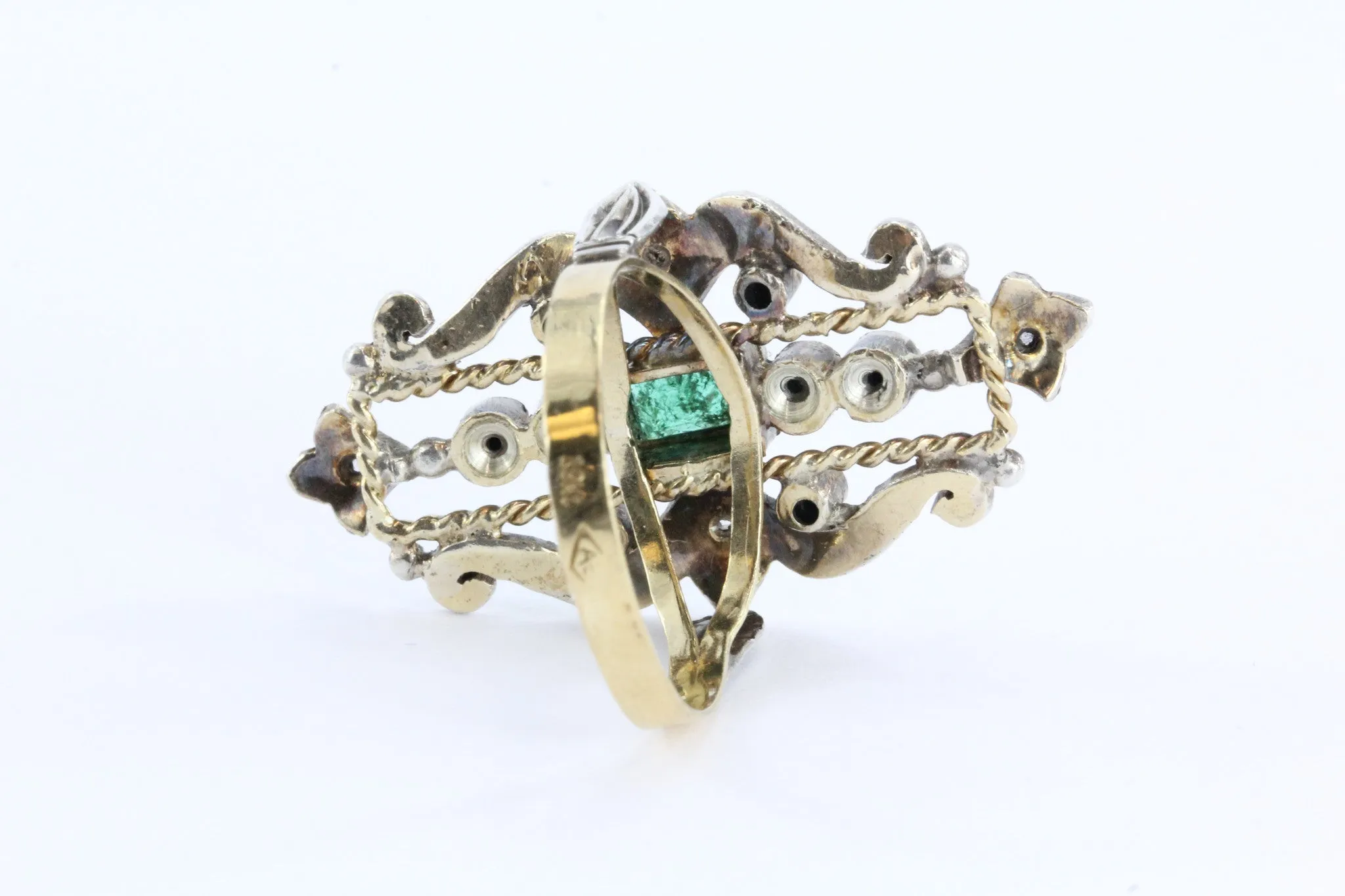 19th Century Victorian Emerald & Rose Cut Diamond Ring
