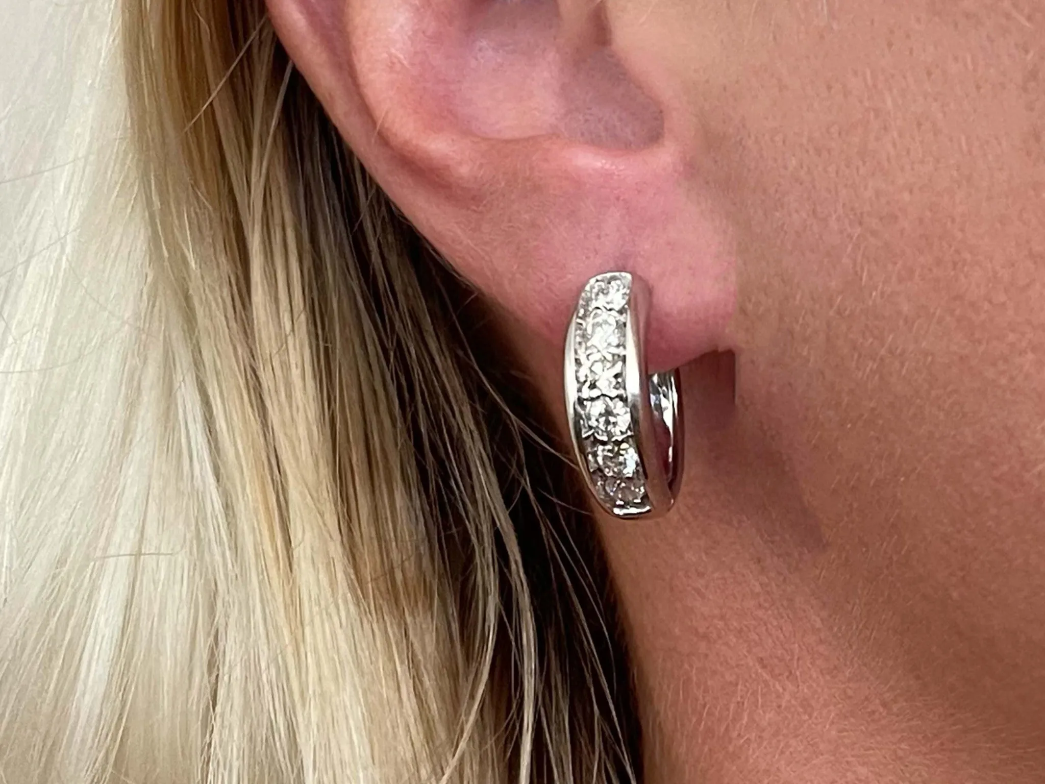 2 Carat Diamond Hoop Earrings in 10k White Gold