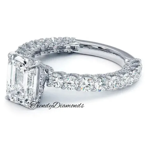 2 Carat Emerald Cut Micropavé Lucida Setting