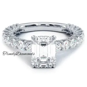 2 Carat Emerald Cut Micropavé Lucida Setting