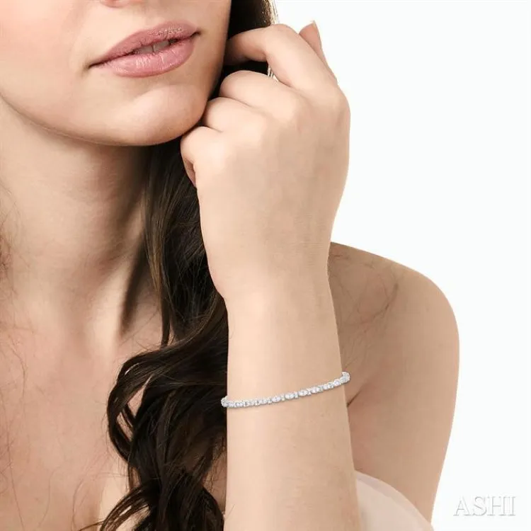 2 ctw Marquise and Bar Shape Link Round Cut Diamond Tennis Bracelet in 14K White Gold
