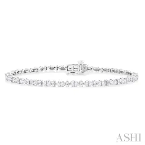 2 ctw Marquise and Bar Shape Link Round Cut Diamond Tennis Bracelet in 14K White Gold
