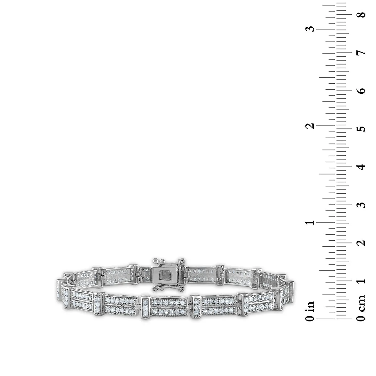 2 CTW Natural Diamond 7-inch Tennis Bracelet in Rhodium Plated Sterling Silver