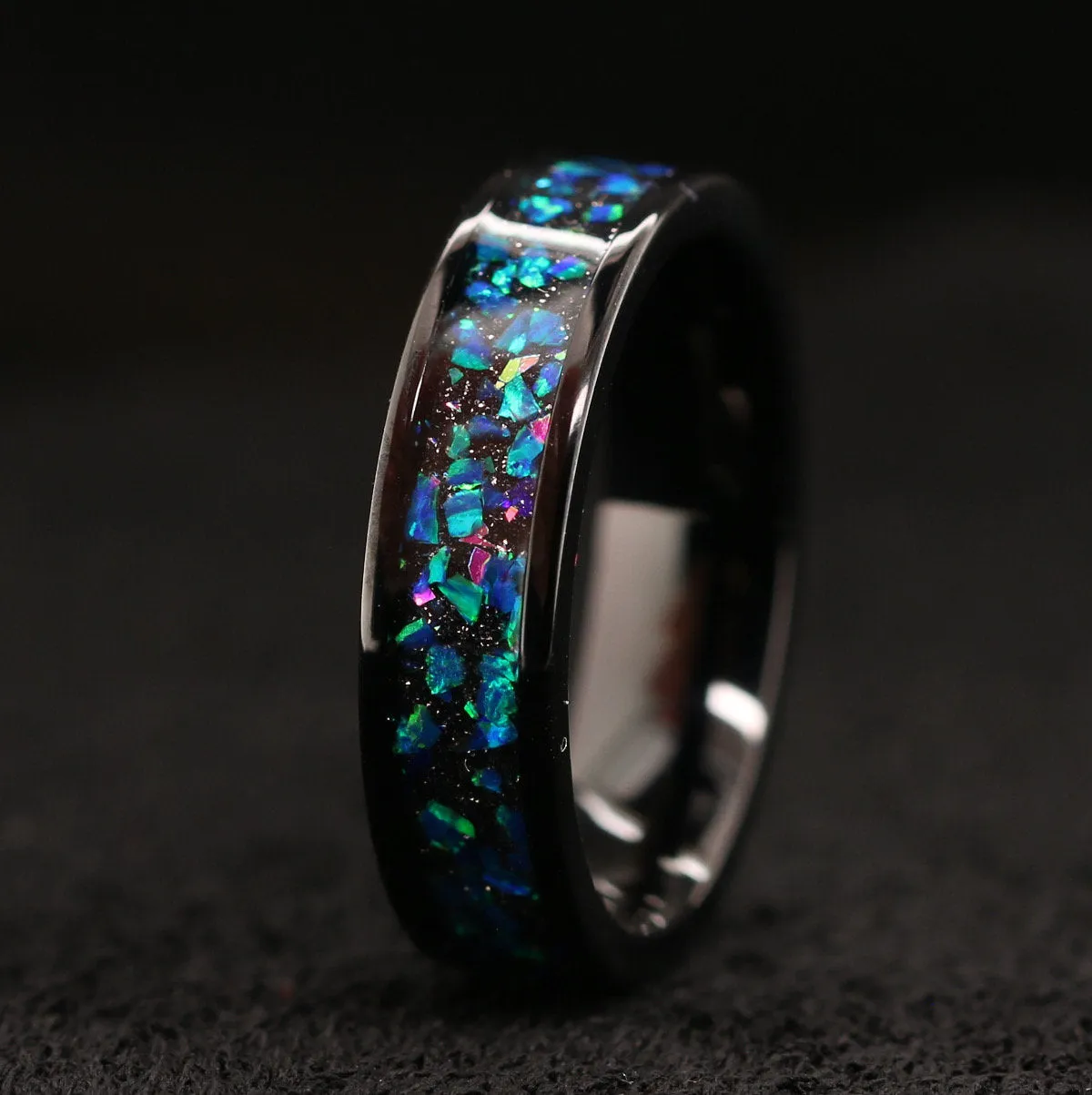 2 pc Opal Ring Set Trillion Solitaire Ring