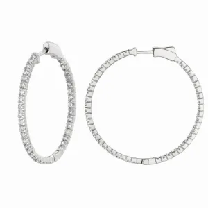 2 POINTER HOOP EARRINGS/PATENTED SNAP LOCK 14K GOLD (2 CTW)