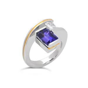 2-Stone Tanzanite and Diamond Helix Ring
