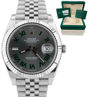 2018 Rolex DateJust 41 Wimbledon Grey 41mm Fluted Stainless Jubilee Watch 126334