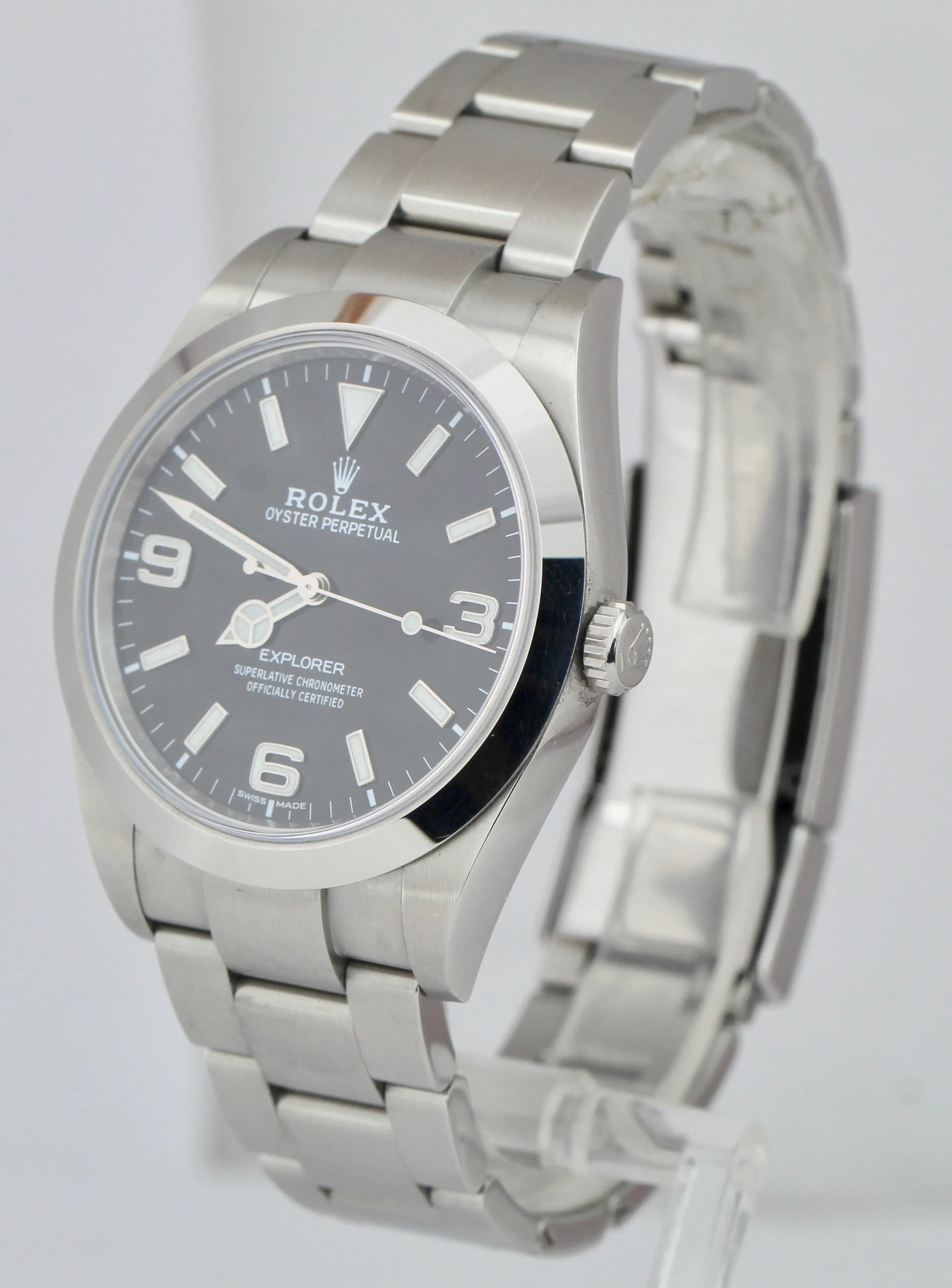 2019 DISCONTINUED Rolex Explorer 39mm Black 3-6-9 Stainless MK2 Watch 214270 B P